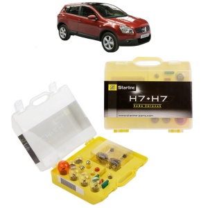 Kit trusa Set becuri H7 compatibila cu NISSAN QASHQAI +2 (JJ10E) din 2007-2014, bec far, semnalizare , pozitie, iluminare numar, frana, plafoniera, stop frana