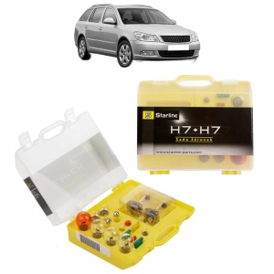 Kit trusa Set becuri H7 compatibila cu SKODA OCTAVIA II Combi (1Z5) din 2004-2013, bec far, semnalizare , pozitie, iluminare numar, frana, plafoniera, stop frana
