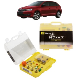 Kit trusa Set becuri H7 compatibila cu SKODA RAPID Spaceback (NH1) din 2012-2019, bec far, semnalizare , pozitie, iluminare numar, frana, plafoniera, stop frana