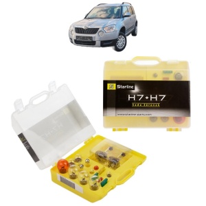 Kit trusa Set becuri H7 compatibila cu SKODA YETI (5L) din 2009-2017, bec far, semnalizare , pozitie, iluminare numar, frana, plafoniera, stop frana