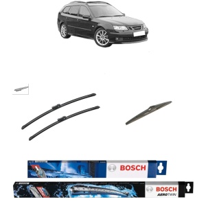Set 3 stergatoare SAAB 9-3 Estate (E50) din 2005-2015, Bosch Aerotwin, din cauciuc siliconat rezistent