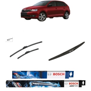 Set 3 stergatoare SKODA RAPID Spaceback (NH1) din 2012-2019, Bosch Aerotwin Retrofit, din cauciuc siliconat rezistent