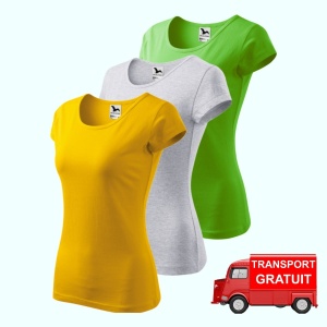 Set 3 tricouri simple dama din bumbac 100%, Elegant casual cu decolteu femei, galben, gri, verde mar 122 - Img 1