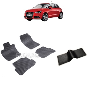 Set 5 covorase auto AUDI A1 8X din 09.2010 - 05.2018, cu covoras tunel median, Caroserie HATCHBACK