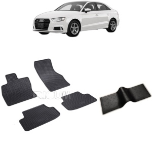 Set 5 covorase auto AUDI A3 8V din 09.2013 - 03.2020, cu covoras tunel median, Caroserie SEDAN