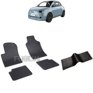 Set 5 covorase auto FIAT 500 HYBRID din 02.2020 - 2026, cu covoras tunel median, Caroserie HATCHBACK