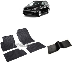 Set 5 covorase auto FORD C-MAX GRAND II din 11.2010 - 06.2019, cu covoras tunel median, Caroserie VAN