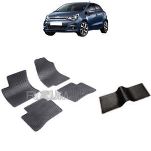 Set 5 covorase auto KIA RIO III din 08.2011 - 01.2017, cu covoras tunel median, Caroserie HATCHBACK
