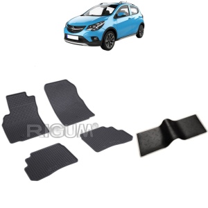 Set 5 covorase auto OPEL KARL din 05.2015 - 06.2019, cu covoras tunel median, Caroserie HATCHBACK