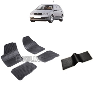 Set 5 covorase auto SKODA FABIA I din 2000 - 2007, cu covoras tunel median, Caroserie HATCHBACK