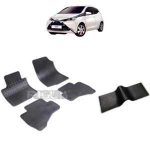 Set 5 covorase auto TOYOTA AYGO I din 2005 - 06.2014, cu covoras tunel median, Caroserie HATCHBACK