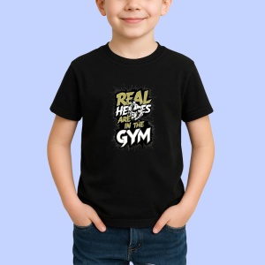 Tricou Real Heros Are In The Gym Contrast Puternic, Copii | Dama | Barbat, culoare negru - Img 3