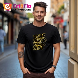 Tricou Run Run Run Run Silueta Galbena, Copii | Dama | Barbat, culoare negru - Img 5