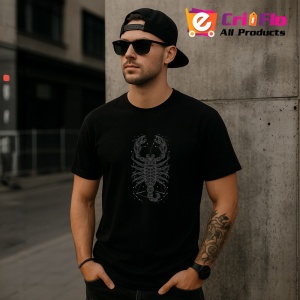 Tricou Scorpion Alb Negru Geometrie, Copii | Dama | Barbat, culoare negru - Img 6