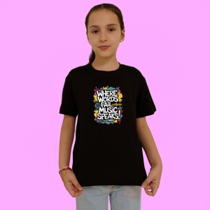 Tricou Where Words Fail Music Speaks, Copii | Dama | Barbat, culoare negru - Img 3