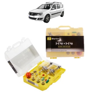 Kit trusa Set becuri H4 compatibila cu DACIA LOGAN MCV II din 2013-2019, bec far, semnalizare , pozitie, iluminare numar, frana, plafoniera, stop frana