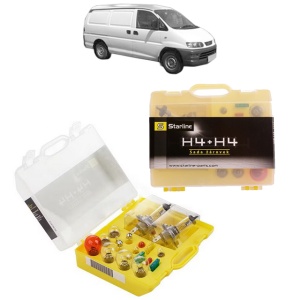 Kit trusa Set becuri H4 compatibila cu MITSUBISHI L400 Van (PD_W, PC_W, PB_V, PA_W, PA_V) din 1994-2005, bec far, semnalizare , pozitie, iluminare numar, frana, plafoniera, stop frana