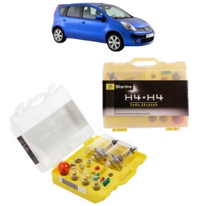 Kit trusa Set becuri H4 compatibila cu NISSAN NOTE (E11, NE11) din 2006-2013, bec far, semnalizare , pozitie, iluminare numar, frana, plafoniera, stop frana