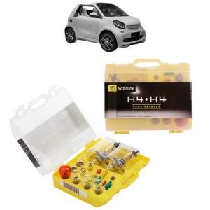 Kit trusa Set becuri H4 compatibila cu SMART FORTWO Convertible (453) din 2015-2017, bec far, semnalizare , pozitie, iluminare numar, frana, plafoniera, stop frana