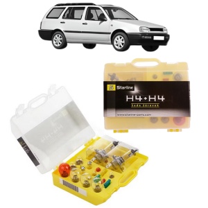 Kit trusa Set becuri H4 compatibila cu Volkswagen GOLF III Variant (1H5) din 1993-1999, bec far, semnalizare , pozitie, iluminare numar, frana, plafoniera, stop frana
