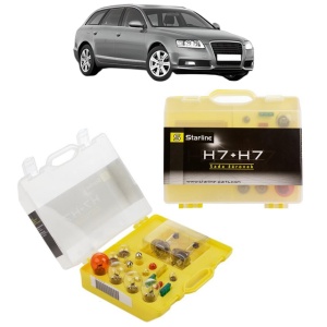 Kit trusa Set becuri H7 compatibila cu AUDI A6 C6 Avant (4F5) din 2004-2011, bec far, semnalizare , pozitie, iluminare numar, frana, plafoniera, stop frana
