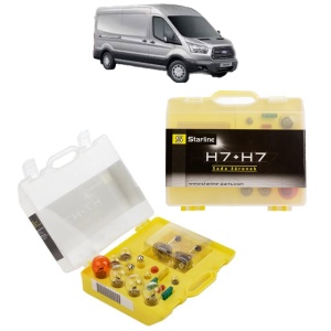Kit trusa Set becuri H7 compatibila cu FORD TRANSIT V363 Van (FCD, FDD) din 2013-2025, bec far, semnalizare , pozitie, iluminare numar, frana, plafoniera, stop frana