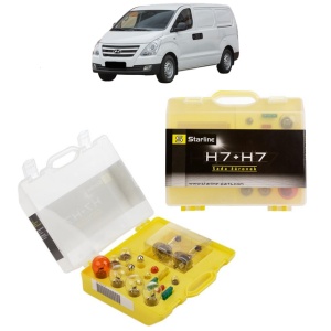 Kit trusa Set becuri H7 compatibila cu HYUNDAI H-1 Cargo (TQ) din 2008-2009, bec far, semnalizare , pozitie, iluminare numar, frana, plafoniera, stop frana