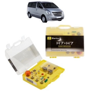 Kit trusa Set becuri H7 compatibila cu HYUNDAI H-1 Travel (TQ) din 2008-2011, bec far, semnalizare , pozitie, iluminare numar, frana, plafoniera, stop frana - Img 1