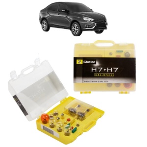 Kit trusa Set becuri H7 compatibila cu LADA VESTA (GFL_) din 2015-2019, bec far, semnalizare , pozitie, iluminare numar, frana, plafoniera, stop frana