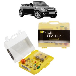 Kit trusa Set becuri H7 compatibila cu MINI MINI Convertible (R52) din 2004-2008, bec far, semnalizare , pozitie, iluminare numar, frana, plafoniera, stop frana