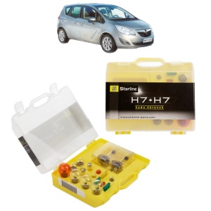 Kit trusa Set becuri H7 compatibila cu OPEL MERIVA B MPV (S10) din 2010-2017, bec far, semnalizare , pozitie, iluminare numar, frana, plafoniera, stop frana
