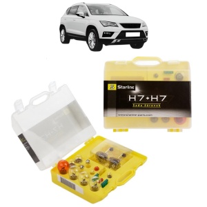 Kit trusa Set becuri H7 compatibila cu SEAT ATECA (KH7, KHP) din 2016-2021, bec far, semnalizare , pozitie, iluminare numar, frana, plafoniera, stop frana