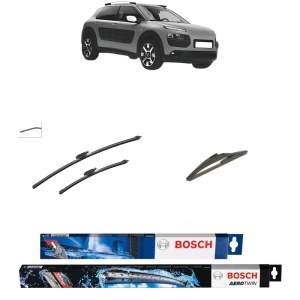 Set 3 stergatoare CITROEN C4 CACTUS din 2014-2018, Bosch Aerotwin, din cauciuc siliconat rezistent