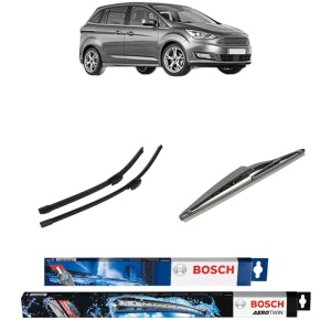 Set 3 stergatoare FORD C-MAX II Van din 2010-2019, Bosch Aerotwin, din cauciuc siliconat rezistent