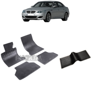 Set 5 covorase auto BMW SERIA 5 E60 din 07.2003 - 02.2010, cu covoras tunel median, Caroserie SEDAN