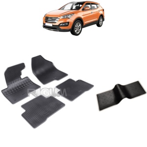 Set 5 covorase auto HYUNDAI SANTA FE III din 09.2012 - 07.2018, cu covoras tunel median, Caroserie SUV