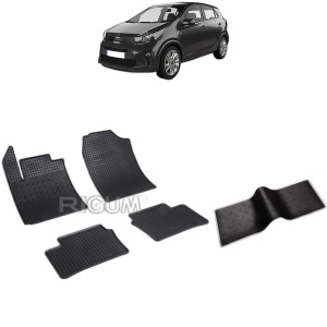 Set 5 covorase auto KIA PICANTO III din 04.2017 - 2026, cu covoras tunel median, Caroserie HATCHBACK
