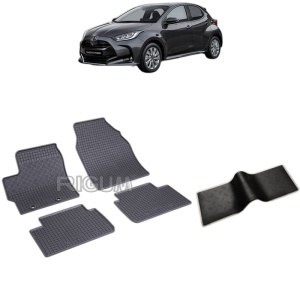 Set 5 covorase auto MAZDA 2 HYBRID din 2022 - 2026, cu covoras tunel median, Caroserie HATCHBACK
