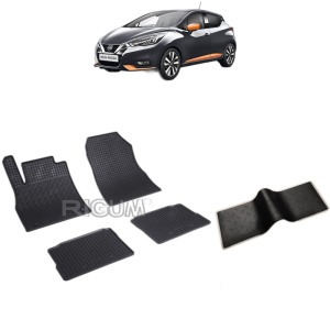 Set 5 covorase auto NISSAN MICRA K14 din 03.2017 - 2026, cu covoras tunel median, Caroserie HATCHBACK