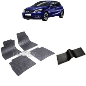 Set 5 covorase auto NISSAN PULSAR din 09.2014 - 07.2018, cu covoras tunel median, Caroserie HATCHBACK