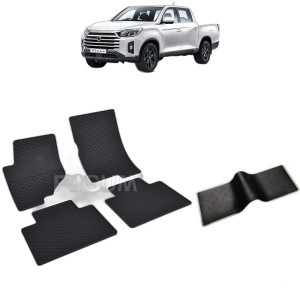 Set 5 covorase auto SSANG YONG MUSSO din 2018 - 2026, cu covoras tunel median, Caroserie PICK-UP