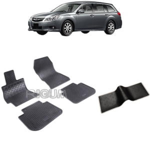 Set 5 covorase auto SUBARU LEGACY V din 2009 - 2014, cu covoras tunel median, Caroserie COMBI