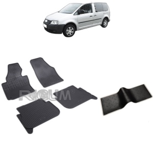 Set 5 covorase auto VOLKSWAGEN CADDY din 2004 - 10.2020, cu covoras tunel median, Caroserie VAN 5 LOCURI