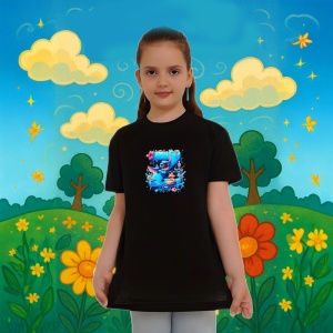 Tricou Alfabet Litera Z cu Lilo si Stitch albastru, veselie mare, Mare, Negru, Unisex Dama si Barbat | Copii - Img 3