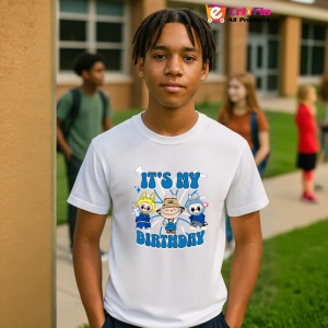 Tricou Labubu birthday albastru, Unisex Dama si Barbat | Copii - Img 10