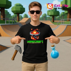 Tricou Minecraft Lava Fierbinte Tricou Negru Copii | Dama | Barbat - Img 2