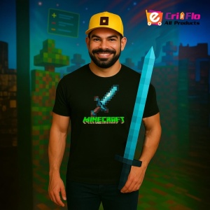 Tricou Minecraft Sabia Diamant Tricou Negru Copii | Dama | Barbat - Img 5