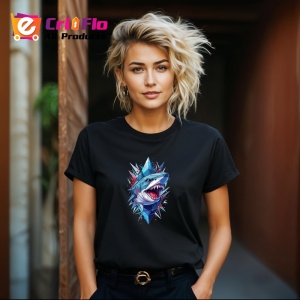 Tricou Rechin Albastru Design Agresiv, Copii | Dama | Barbat, culoare negru - Img 12