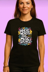 Tricou Where Words Fail Music Speaks, Copii | Dama | Barbat, culoare negru - Img 4