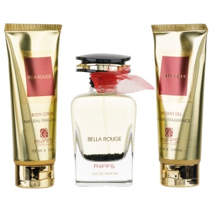 Cadou Bella Rouge Apa de Parfum 100ml + Gel De Dus 100ml + Lotiune de corp 100ml, Riiffs Parfum arabesc - Img 1